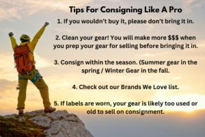 MER outdoor gear consignment store tips for consigning